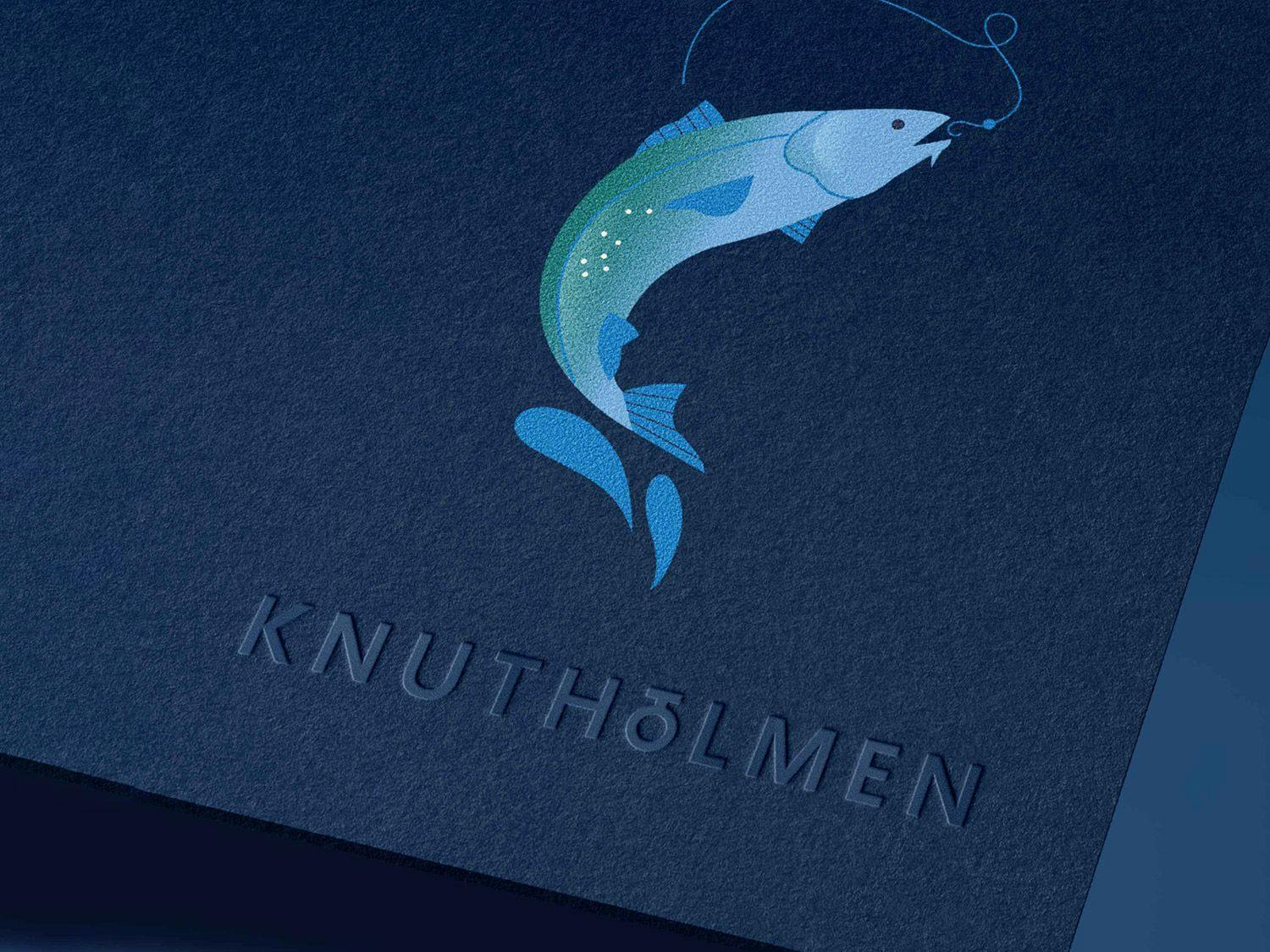 Knutholmen logo med illustrert fisk.