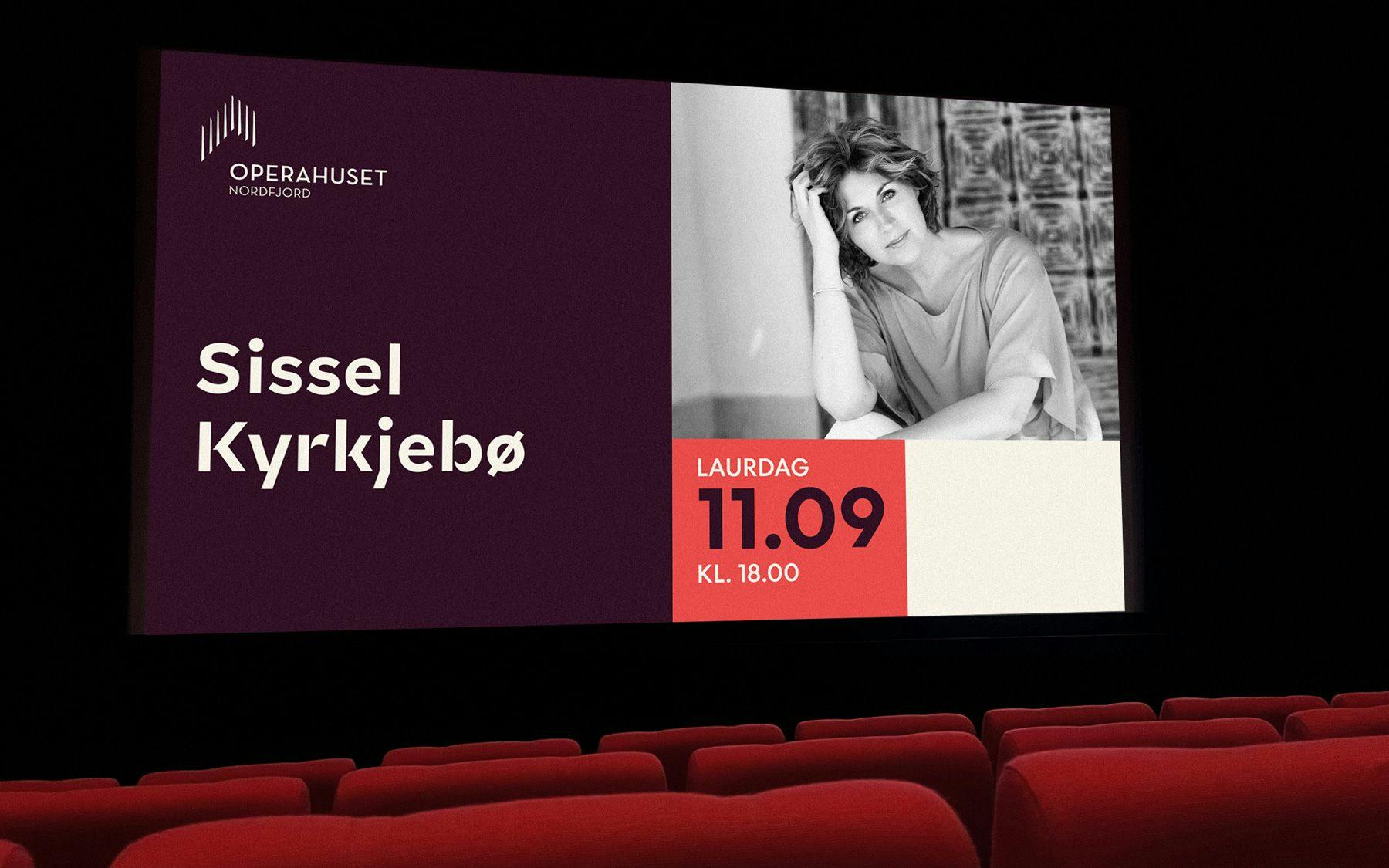 Sissel Kyrkjebø plakate på kino duk. 